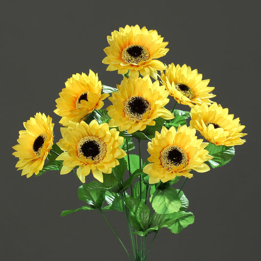 Sonnenblumen-Busch gelb 9Büten ca 35/45cm künstlich