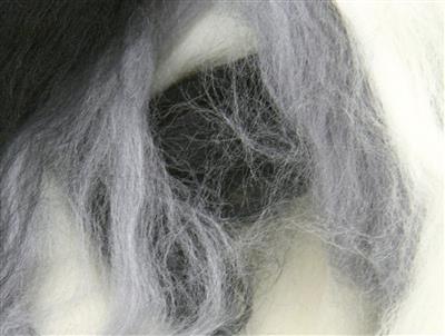 Merino-Wolle 50gr. schwarz-weiß-Mix