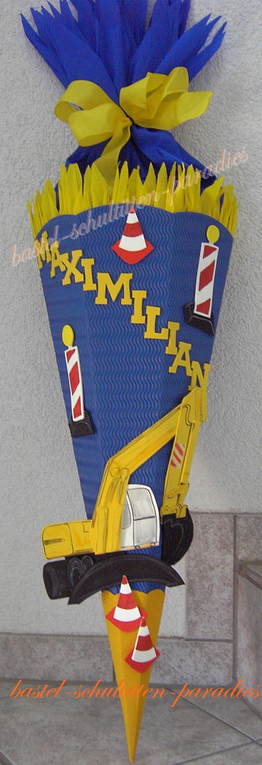 Schultüten Bastelset Bagger / Baustelle