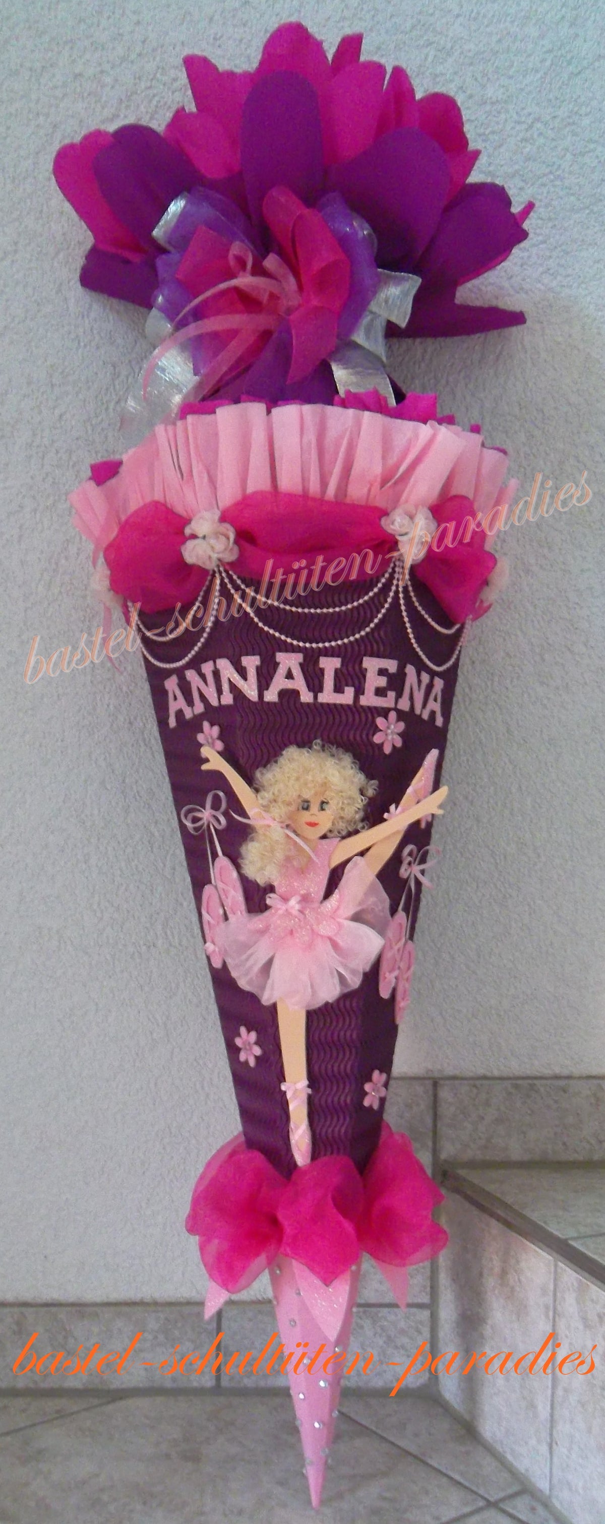 Schultüten Bastelset Ballerina lila-rosa