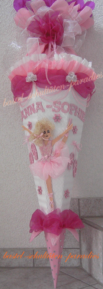 Schultüten Bastelset Ballerina weiß-rosa