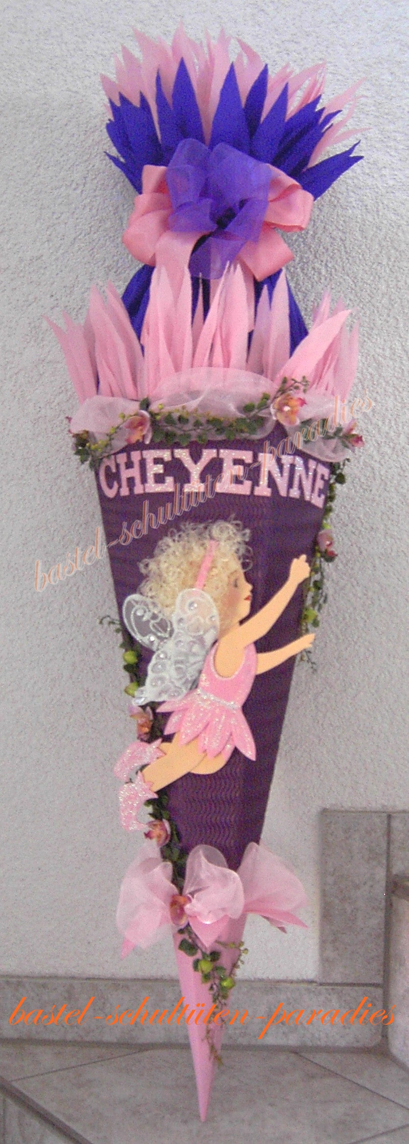 Schultüten Bastelset Blumenelfe lila-rosa