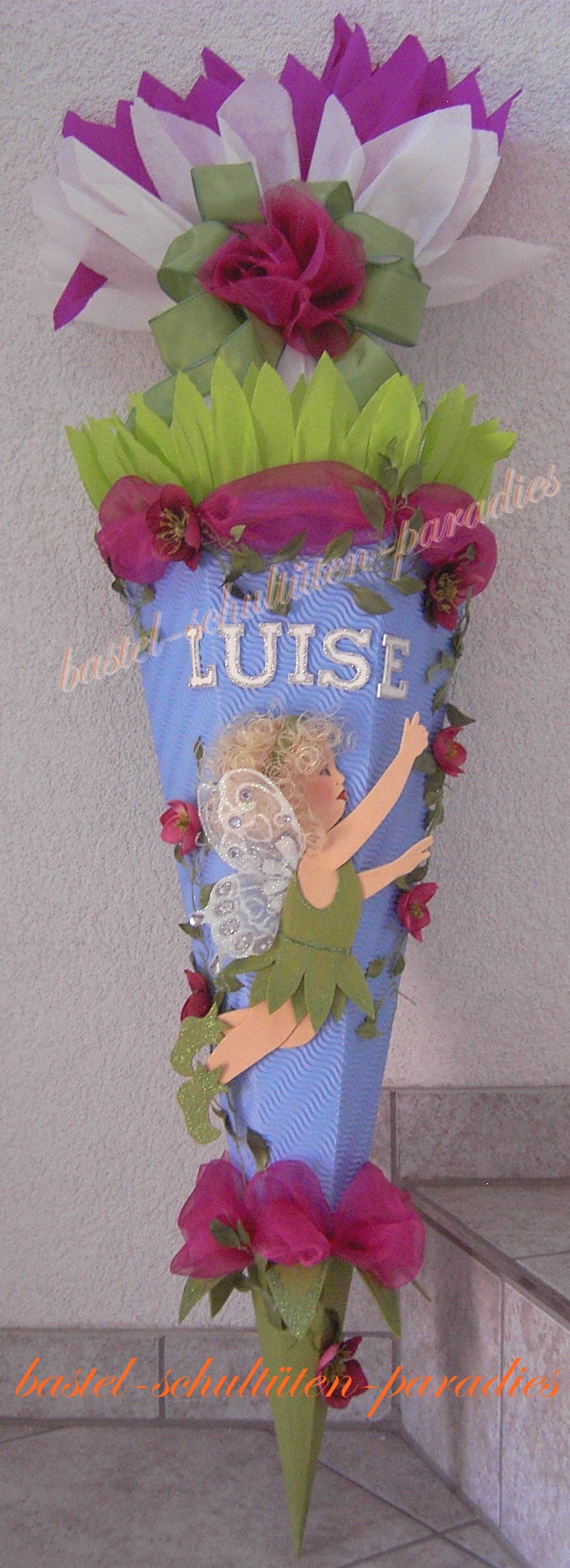 Schultüten Bastelset Blumenelfe hellblau-grün-pink