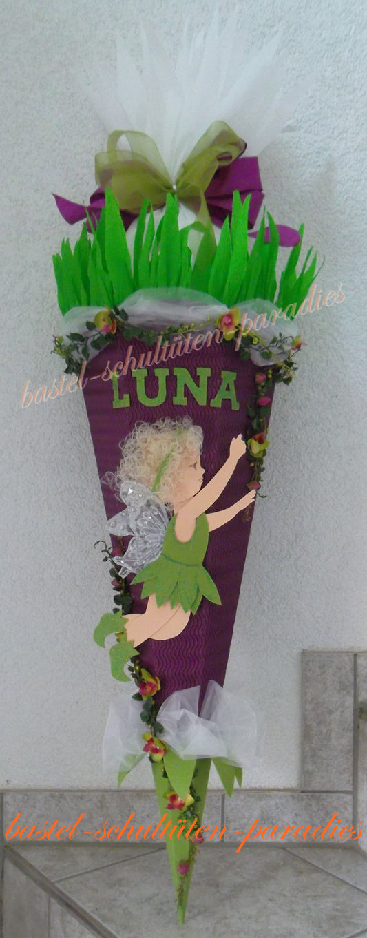 Schultüten Bastelset Blumenelfe lila-grün