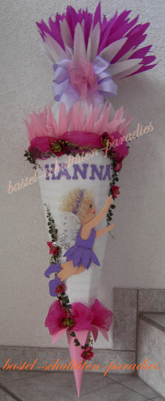Schultüten Bastelset Blumenelfe weiß-rosa-lila