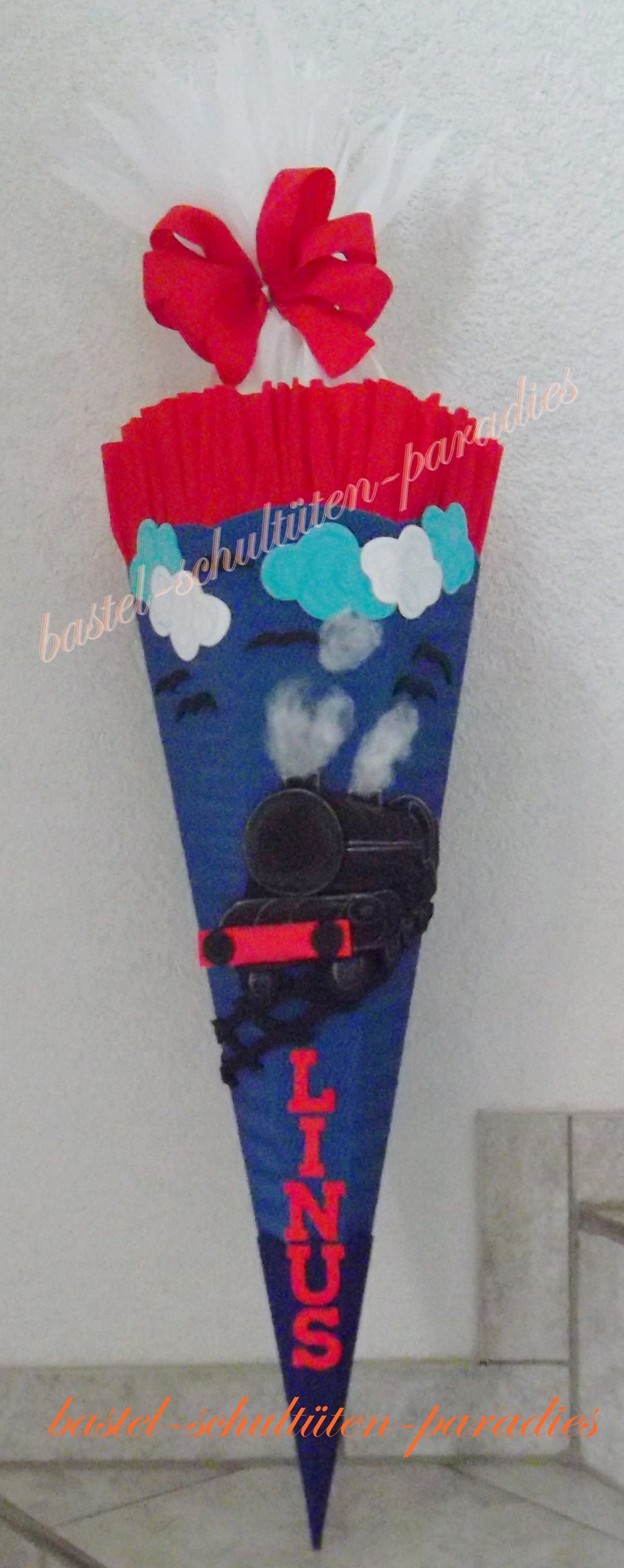Schultüten Bastelset Dampflock blau