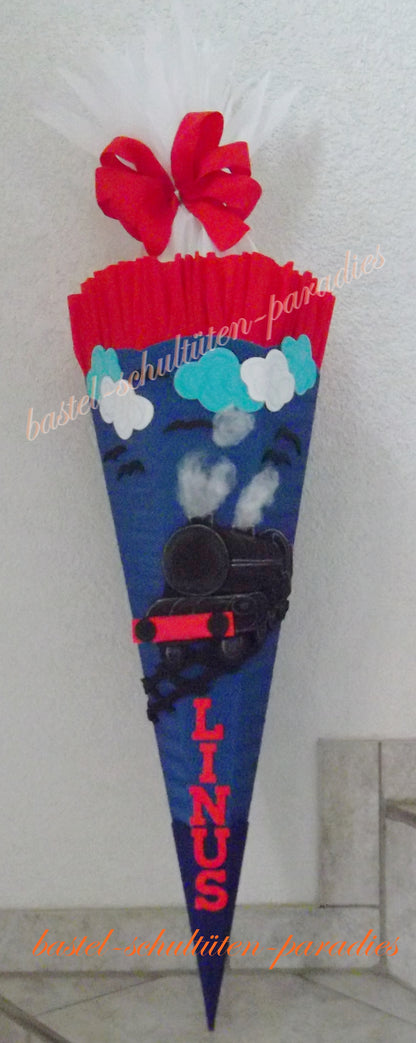 Schultüten Bastelset Dampflock blau