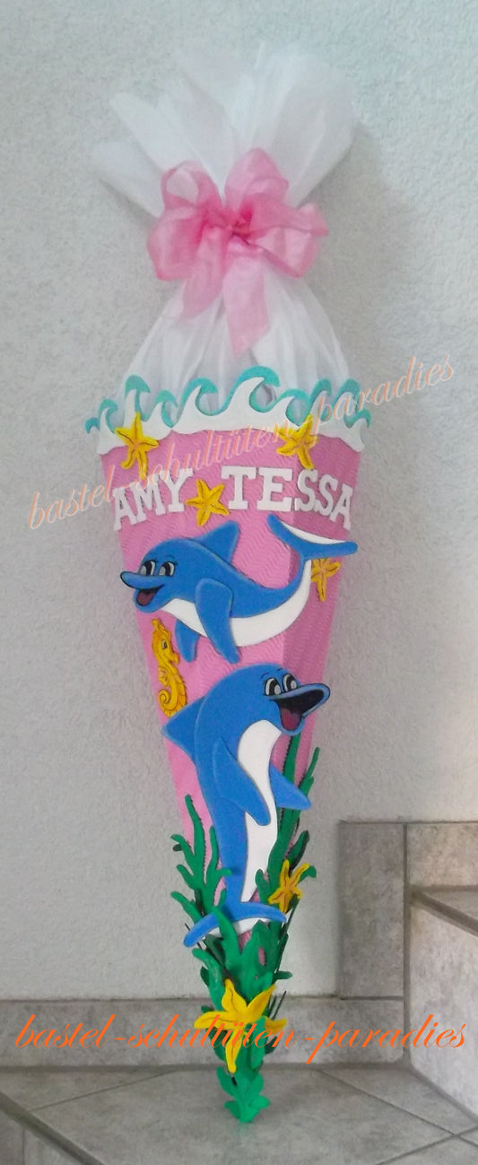 Schultüten Bastelset Delphin rosa