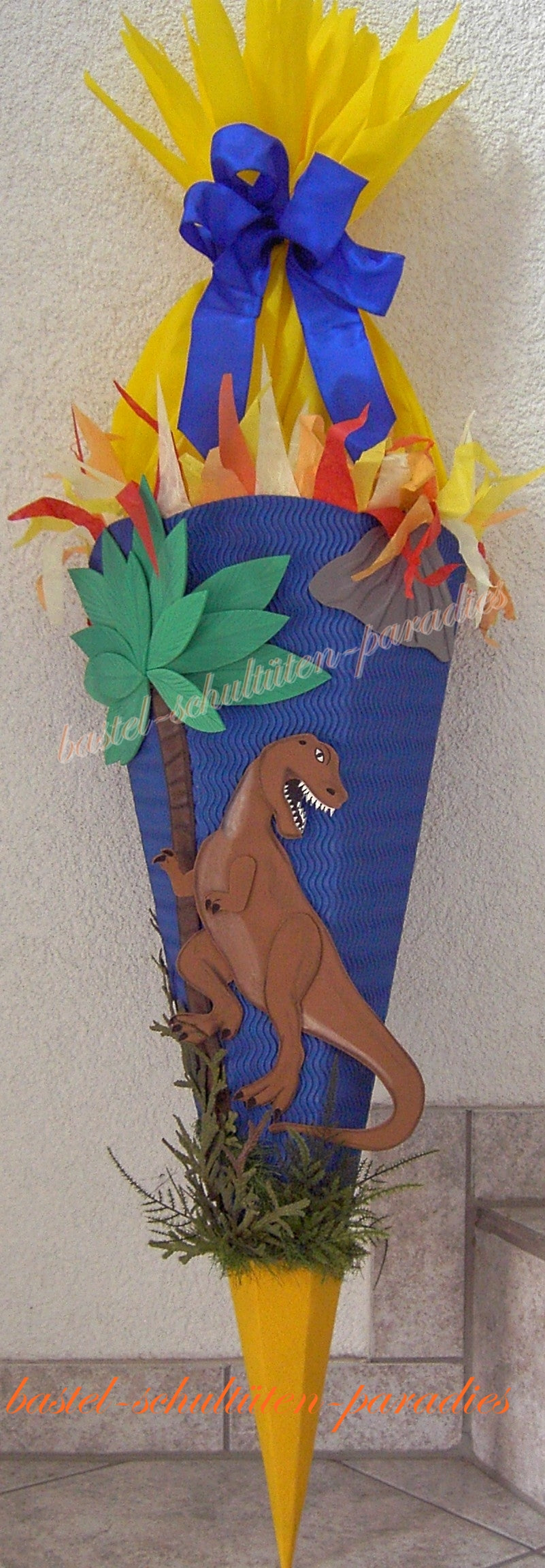 Schultüten Bastelset Dino Rex blau-gelb