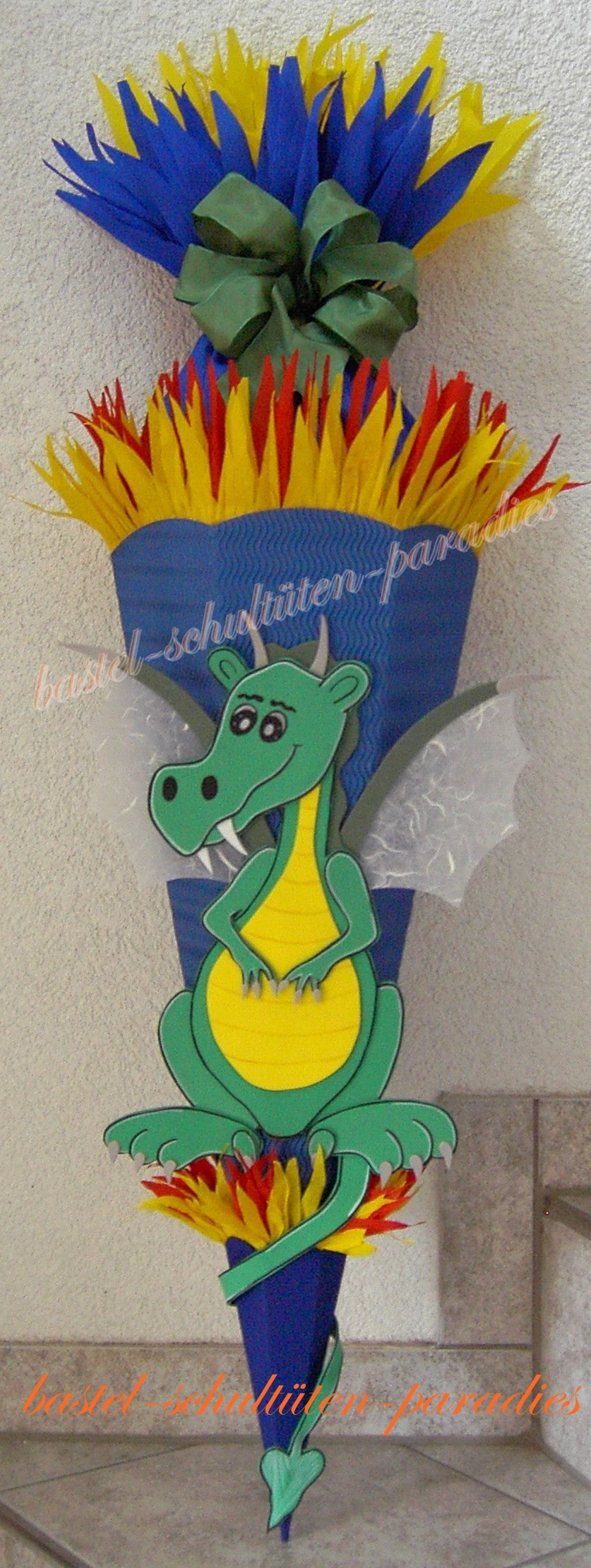 Schultüten Bastelset Drache 2 blau-grün