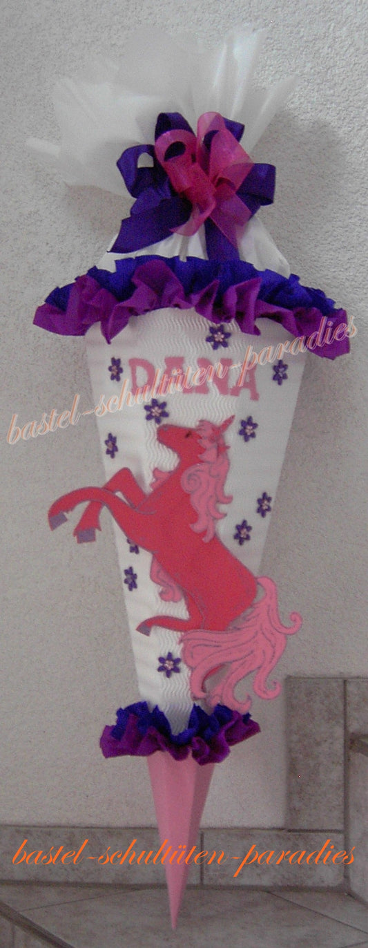 Schultüten Bastelset Einhorn weiß-rosa-lila
