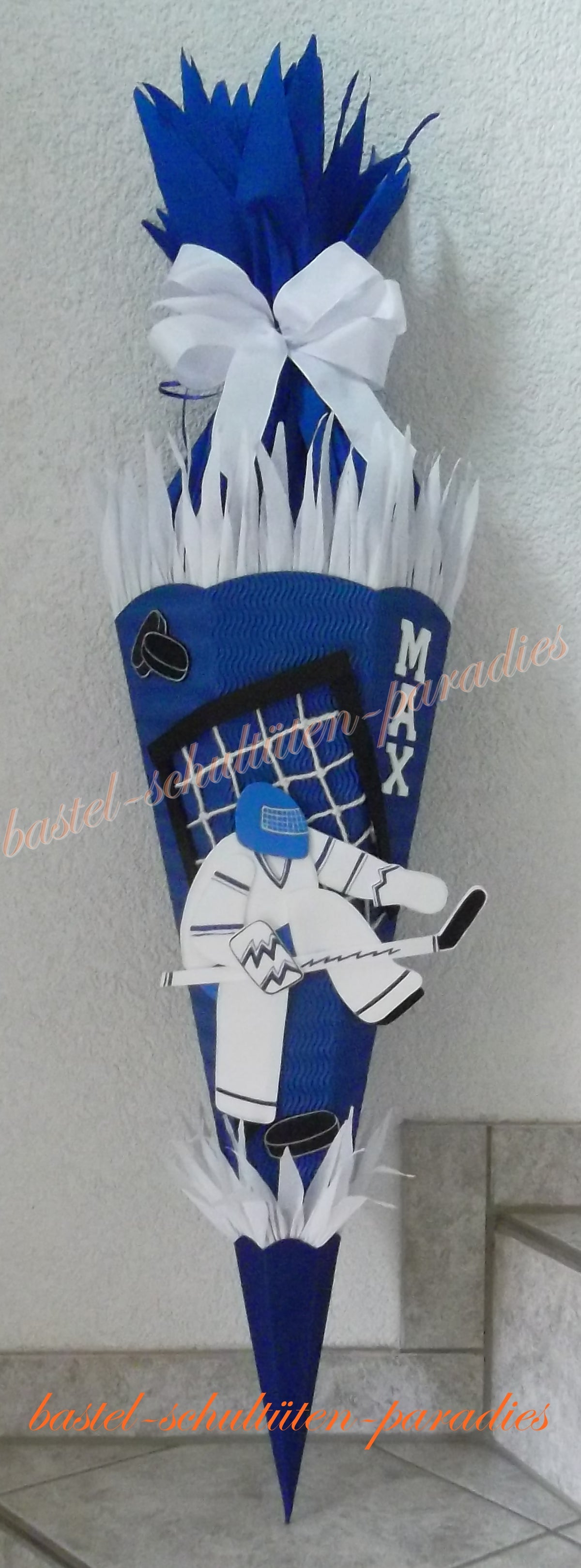 Schultüten Bastelset Eishockey-Torwart blau-weiß