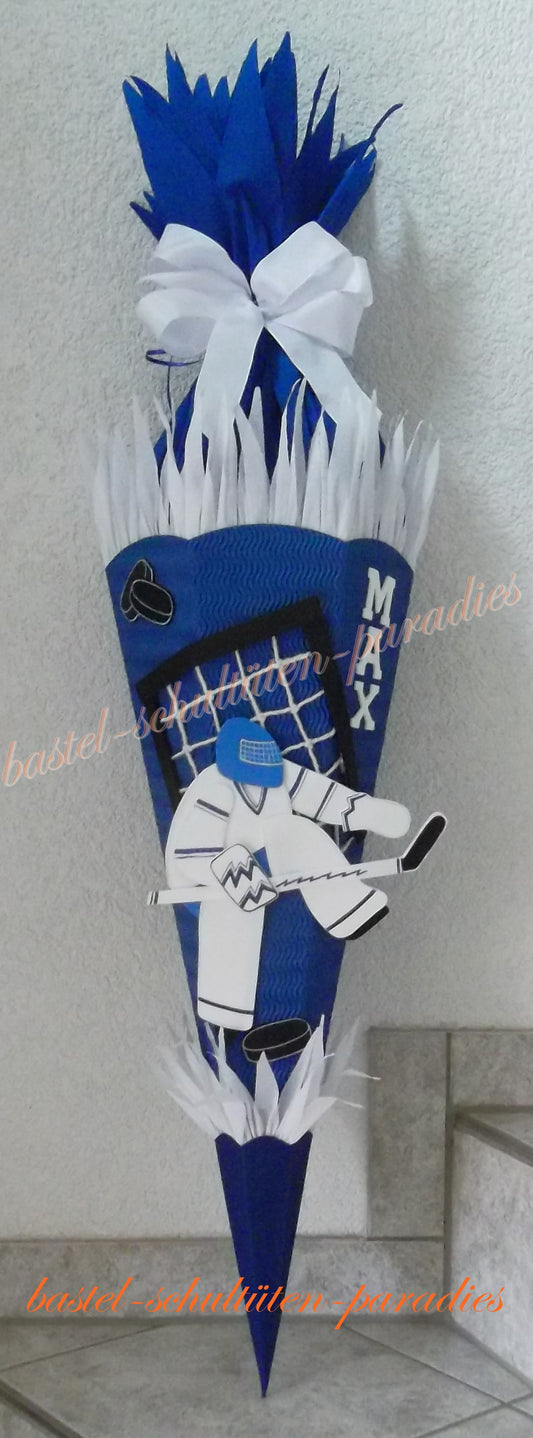 Schultüten Bastelset Eishockey-Torwart blau-weiß