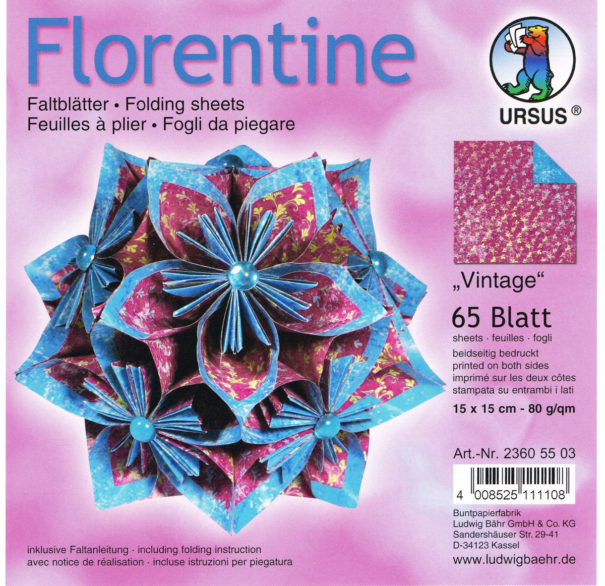 Faltblätter 15x15cm Florentine "Vintage" 65 Blatt von URSUS®