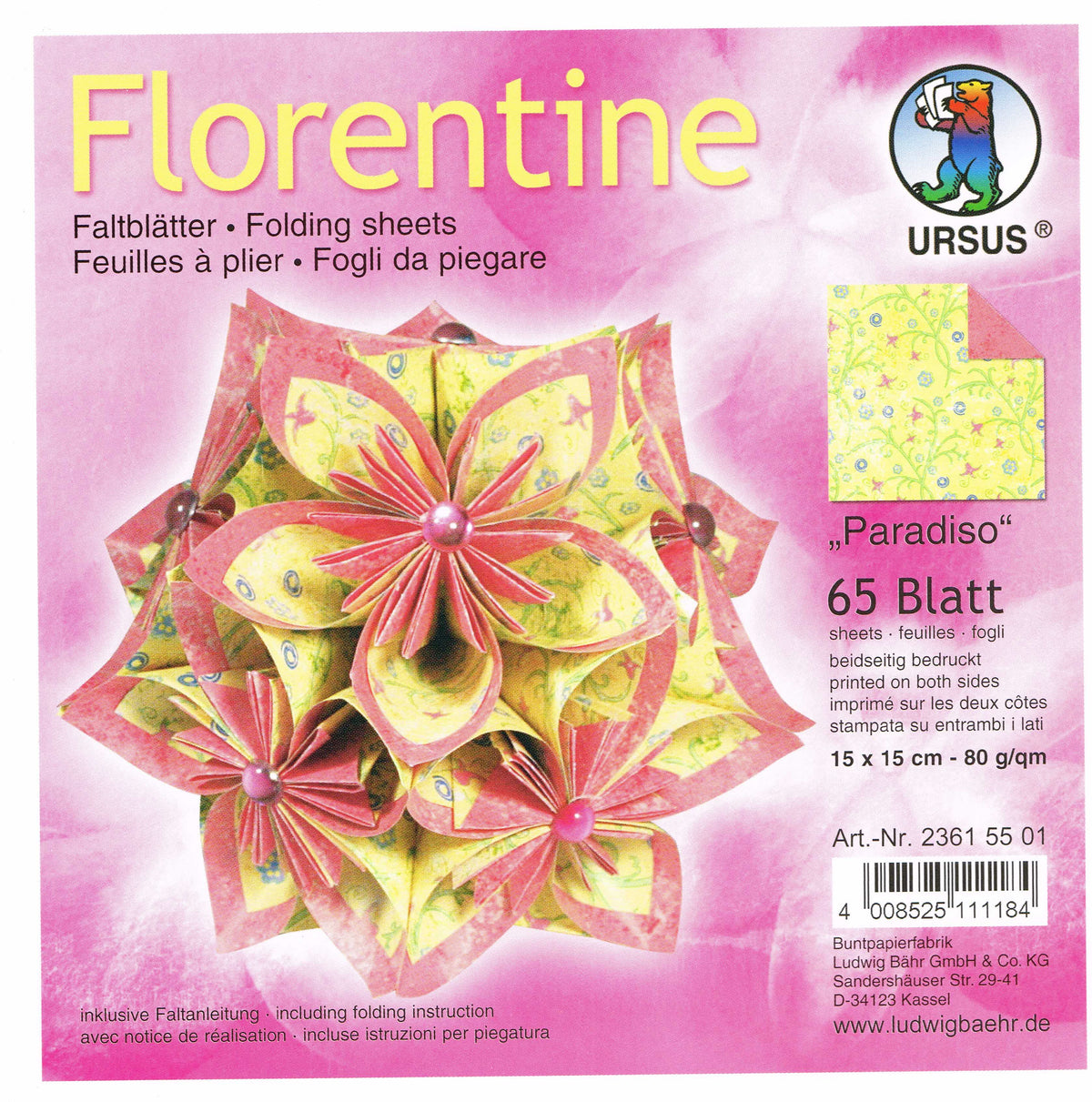 Faltblätter 15x15cm Florentine "Paradiso" 65 Blatt von URSUS®