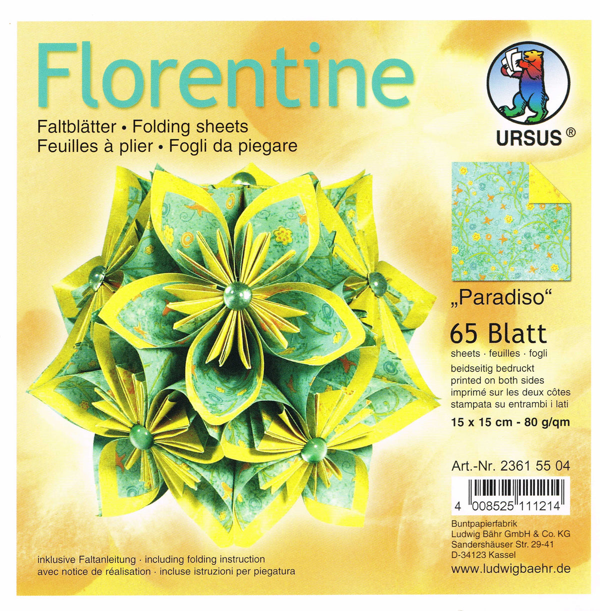 Faltblätter 15x15cm Florentine "Paradiso" 65 Blatt von URSUS®