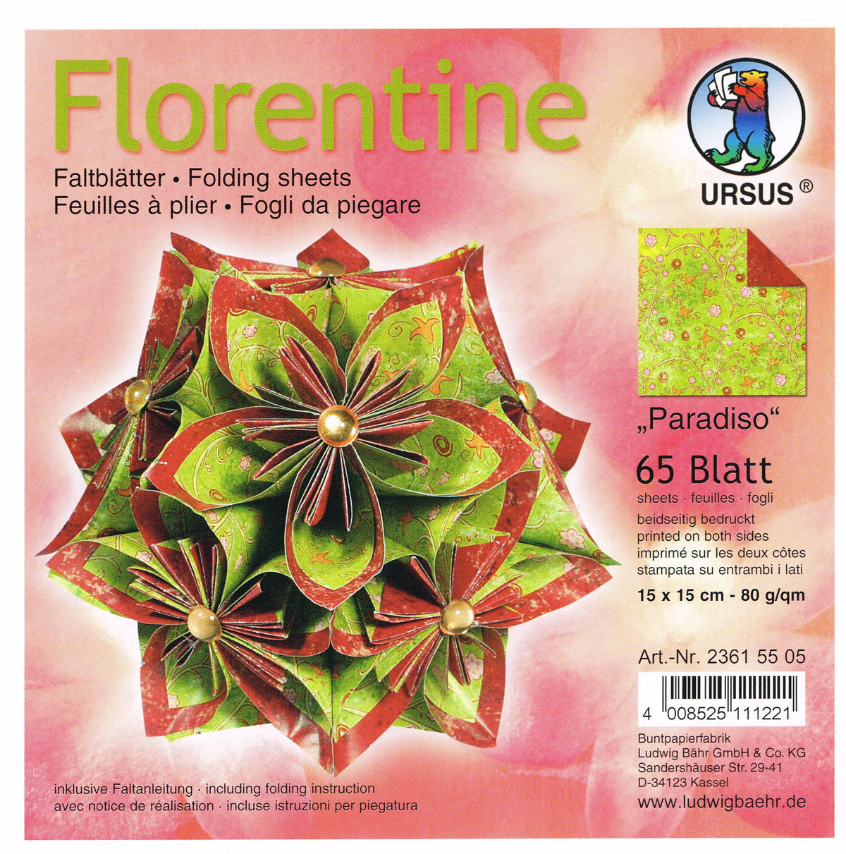 Faltblätter 15x15cm Florentine "Paradiso" 65 Blatt von URSUS®