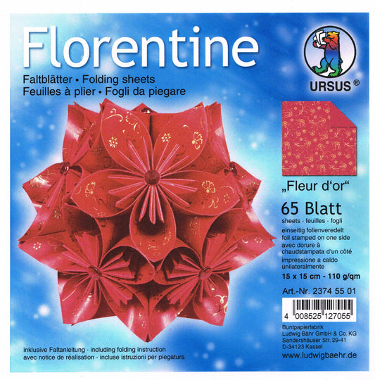 Faltblätter 15x15cm Florentine "Fleur d'or" 65 Blatt von URSUS® folienveredelt