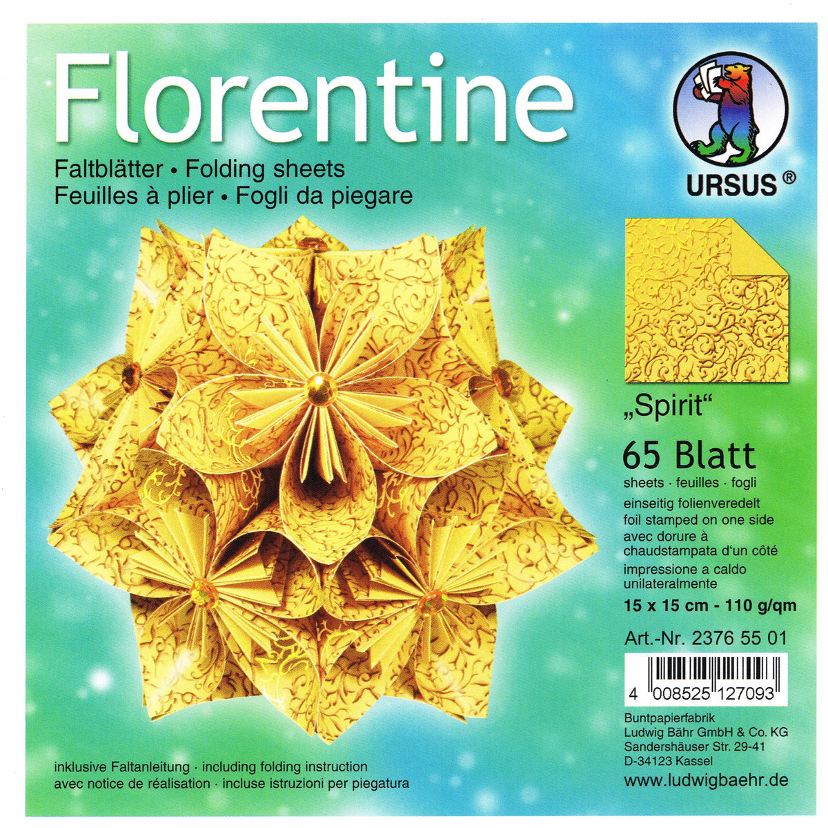 Faltblätter 15x15cm Florentine "Spirit" 65 Blatt von URSUS® folienveredelt