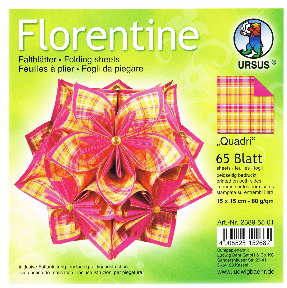Faltblätter 15x15cm Florentine "Quadri" 65 Blatt von URSUS®