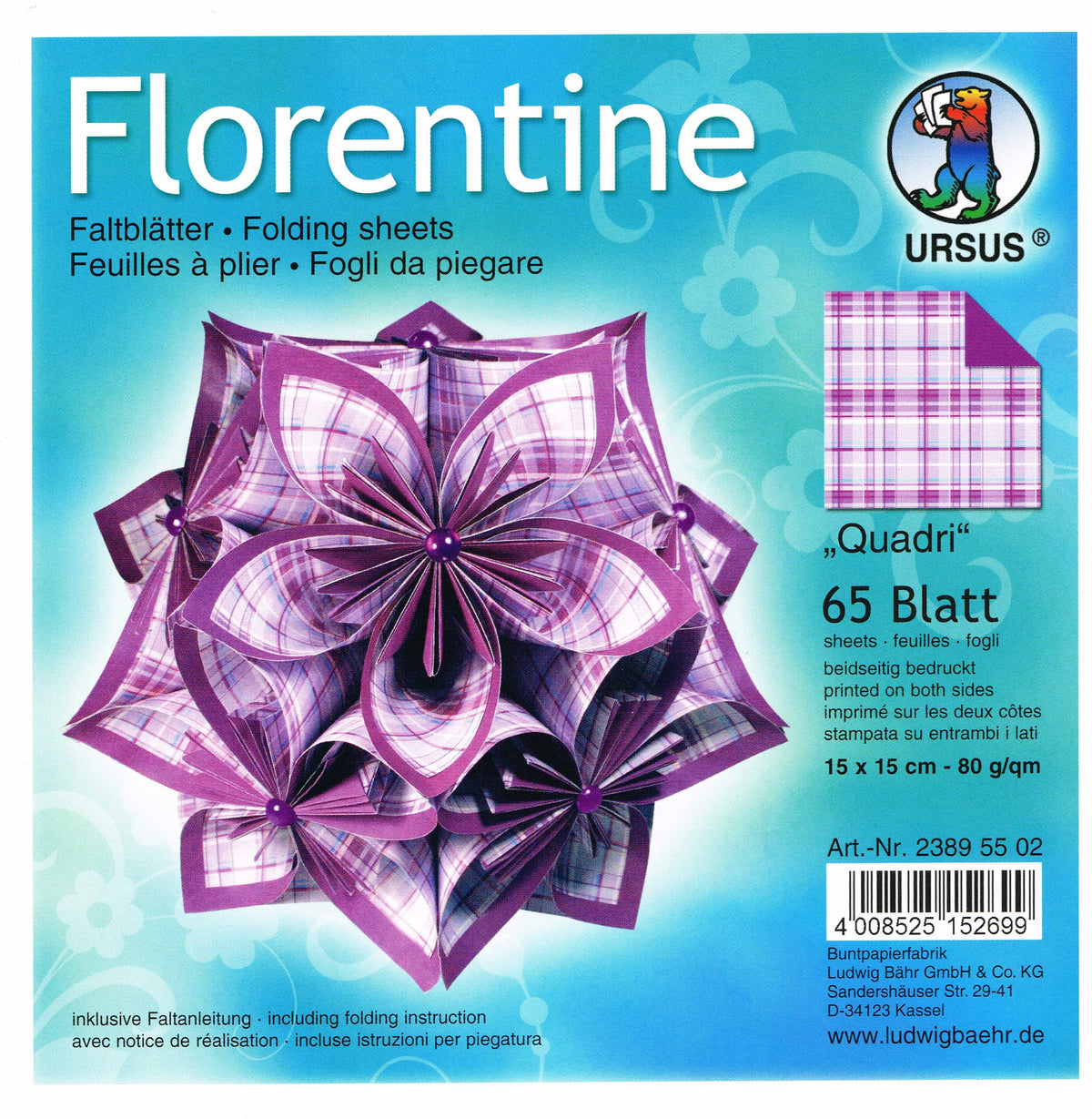 Faltblätter 15x15cm Florentine "Quadri" 65 Blatt von URSUS®