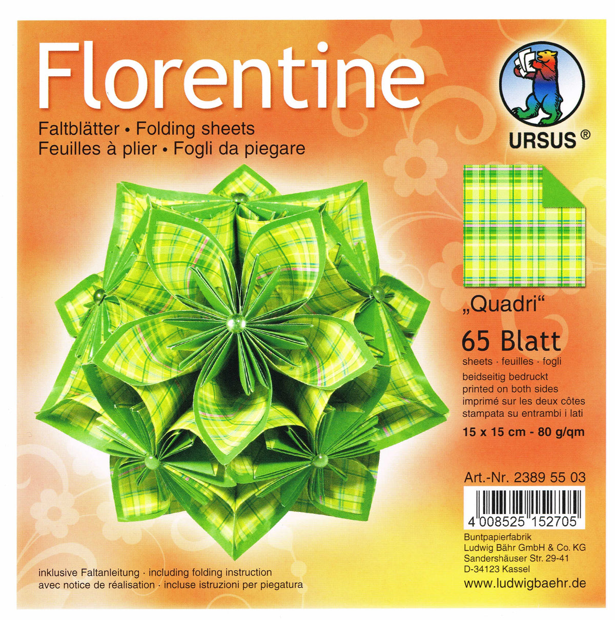 Faltblätter 15x15cm Florentine "Quadri" 65 Blatt von URSUS®
