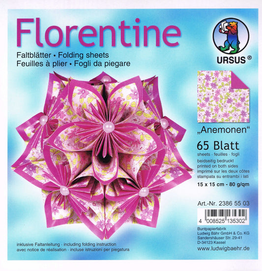 Faltblätter 15x15cm Florentine "Anemonen" 65 Blatt von URSUS®