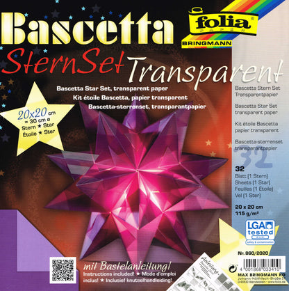 Bascetta Stern Set 20x20 cm Transparentpapier lila 32 Blatt incl. Anleitung von Folia