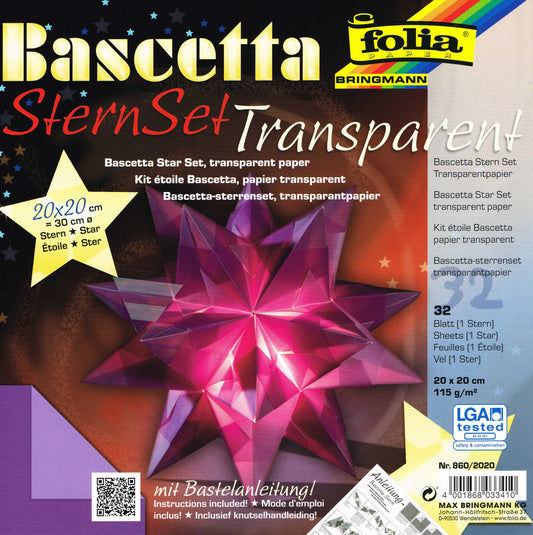 Bascetta Stern Set 20x20 cm Transparentpapier lila 32 Blatt incl. Anleitung von Folia