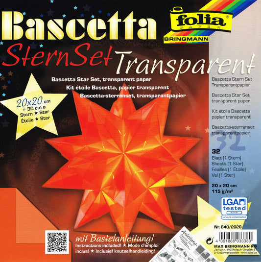 Bascetta Stern Set 20x20 cm Transparentpapier orange 32 Blatt incl. Anleitung von Folia