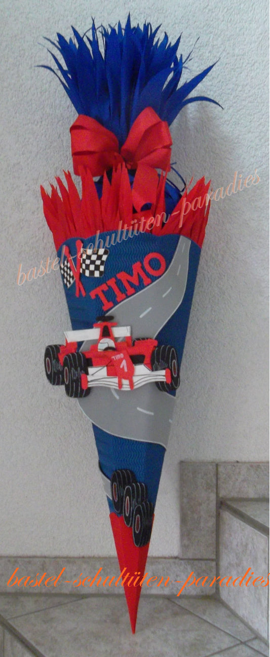 Schultüten Bastelset Formel 1 blau-rot