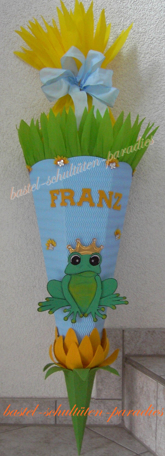 Schultüten Bastelset Froschkönig hellblau-grün-gelb