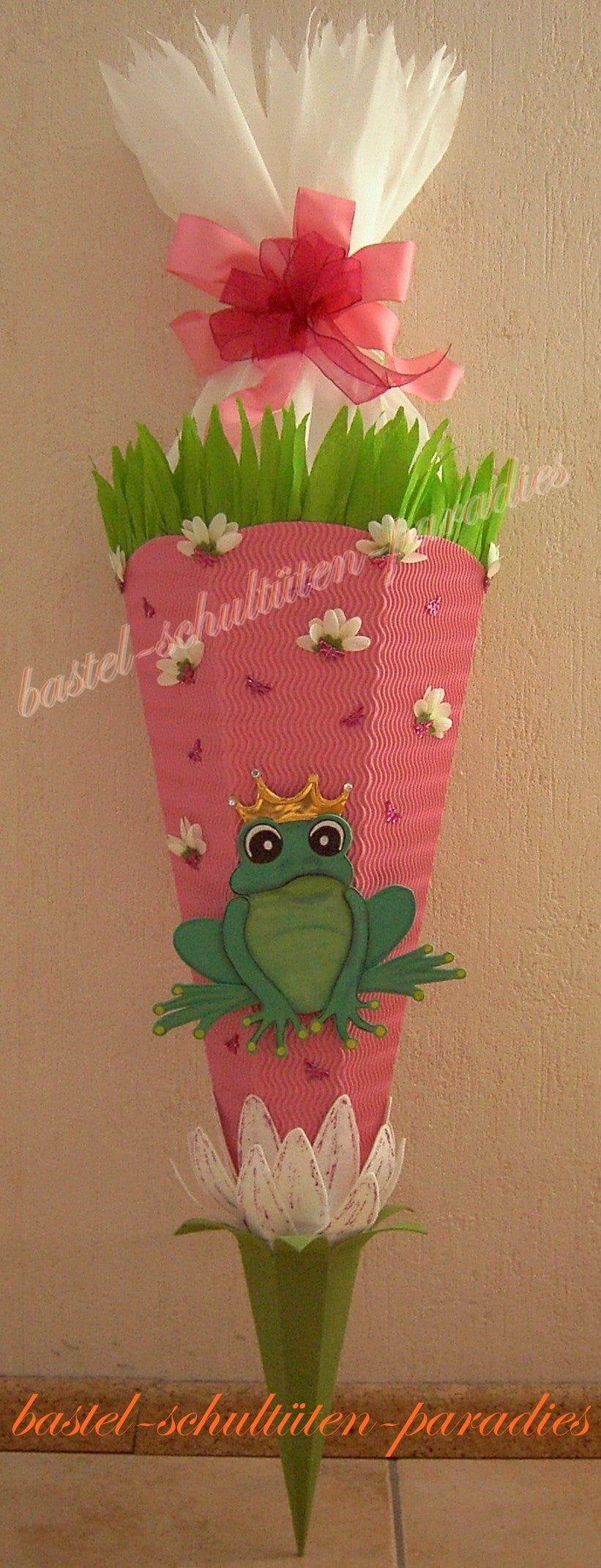 Schultüten Bastelset Froschkönig rosa-grün-weiß