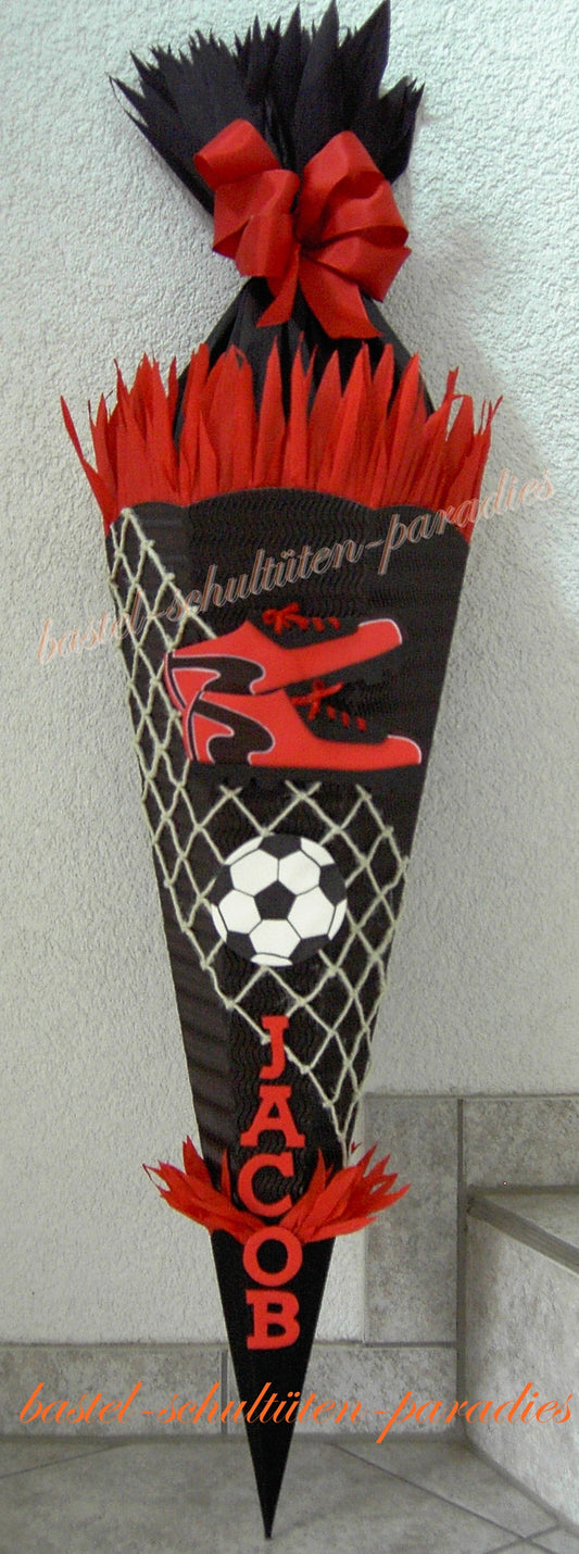 Schultüten Bastelset Fußball 1 schwarz-rot