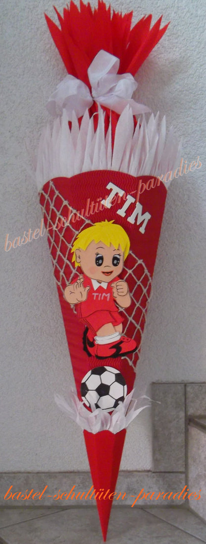 Schultüten Bastelset Fußball-Spieler rot-weiß