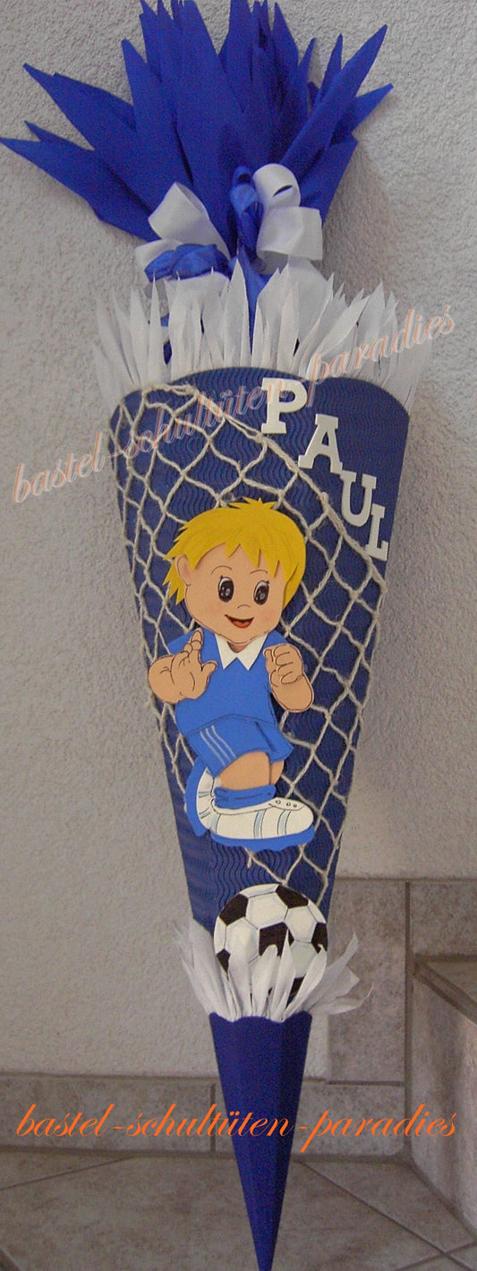 Schultüten Bastelset Fußball-Spieler blau-weiß