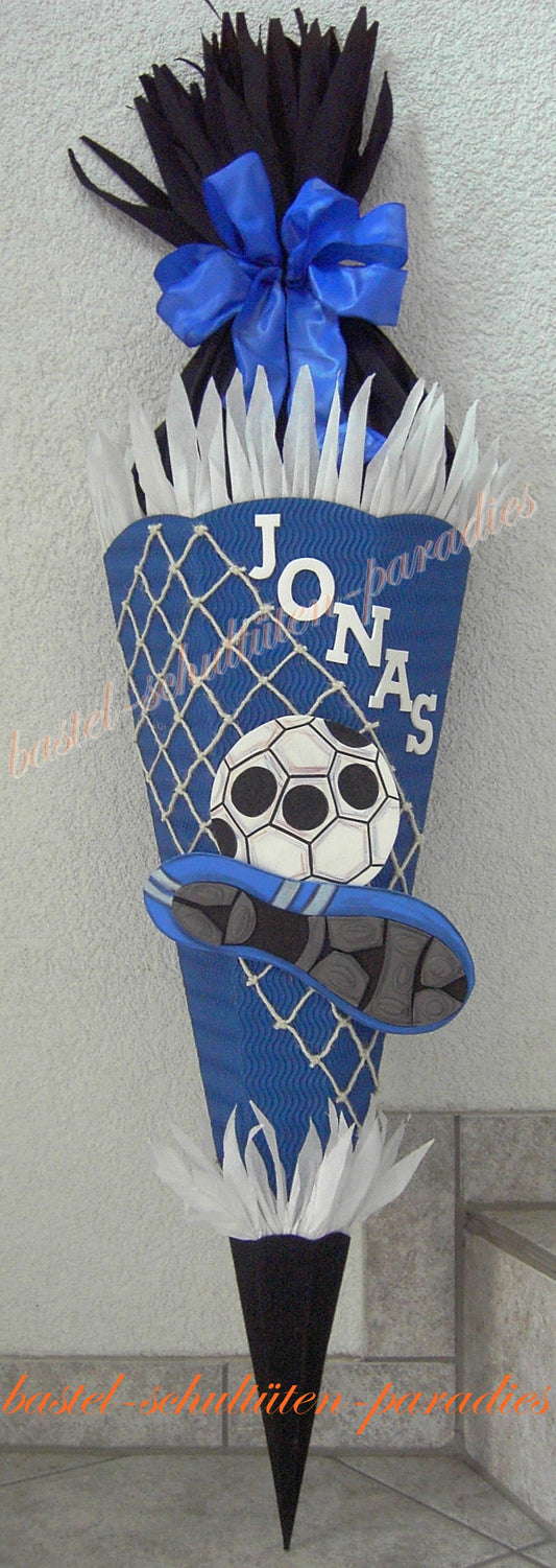 Schultüten Bastelset Fußball 2 blau-schwarz-weiß
