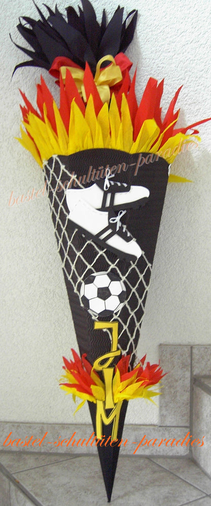 Schultüten Bastelset Fußball 1 schwarz-gelb-rot