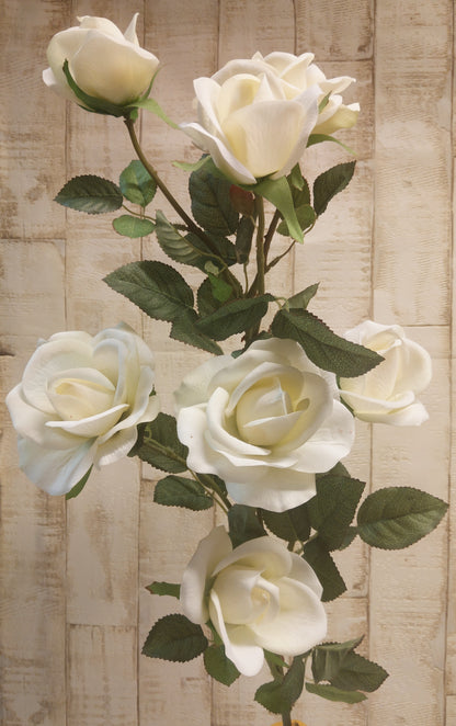Rose 7-teilig weiß langstielig 90cm