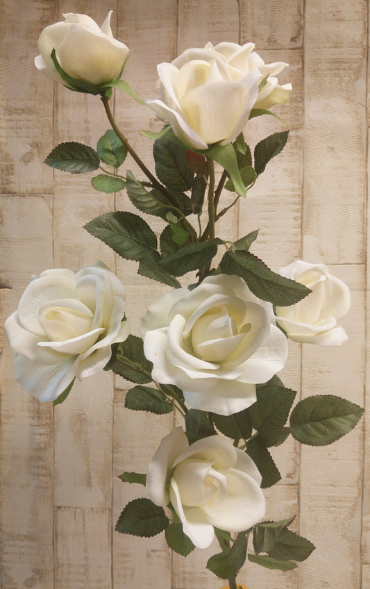 Rose 7-teilig weiß langstielig 90cm