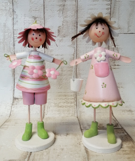 Blumenkinder 2-fach Junge und Mädchen Metall 19cm