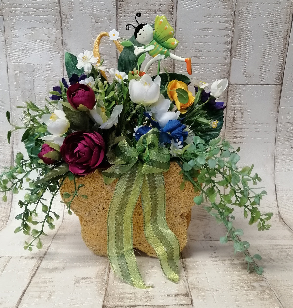 Dekorative Sisal-Tasche zum Hängen oder Stellen 28x28cm Einzelstück Unikat