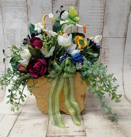 Dekorative Sisal-Tasche zum Hängen oder Stellen 28x28cm Einzelstück Unikat