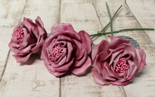 Rosen altrosa 3 Stück künstlich