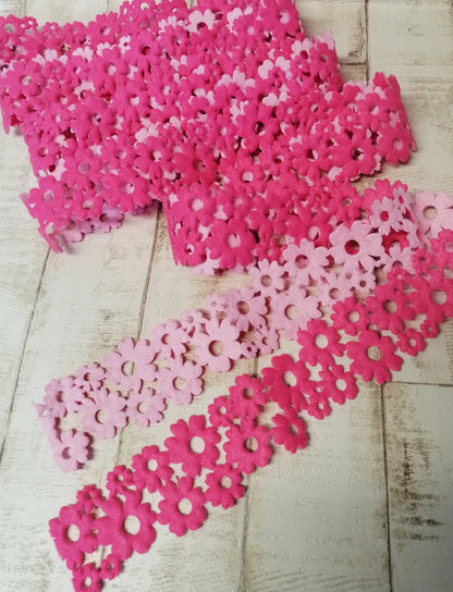 Filzband Blumenkette  5m rosa pink