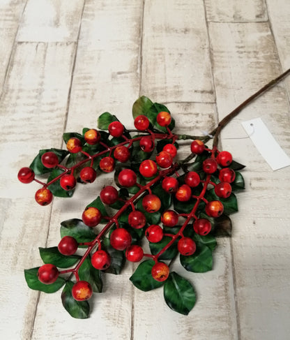 Beeren-Zweig rot 3tlg. 50cm künstlich Herbst Winter Dekoration basteln