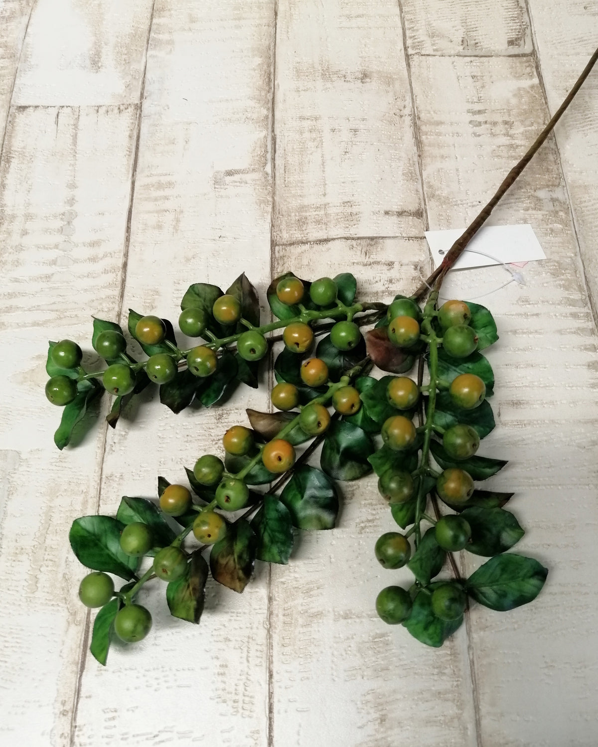 Beeren-Zweig grün 3tlg. 50cm künstlich Herbst Winter Dekoration basteln