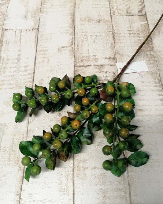 Beeren-Zweig grün 3tlg. 50cm künstlich Herbst Winter Dekoration basteln