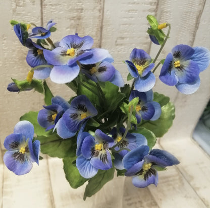 Stiefmütterchen-Busch blau 5tlg. ca. 23cm künstlich