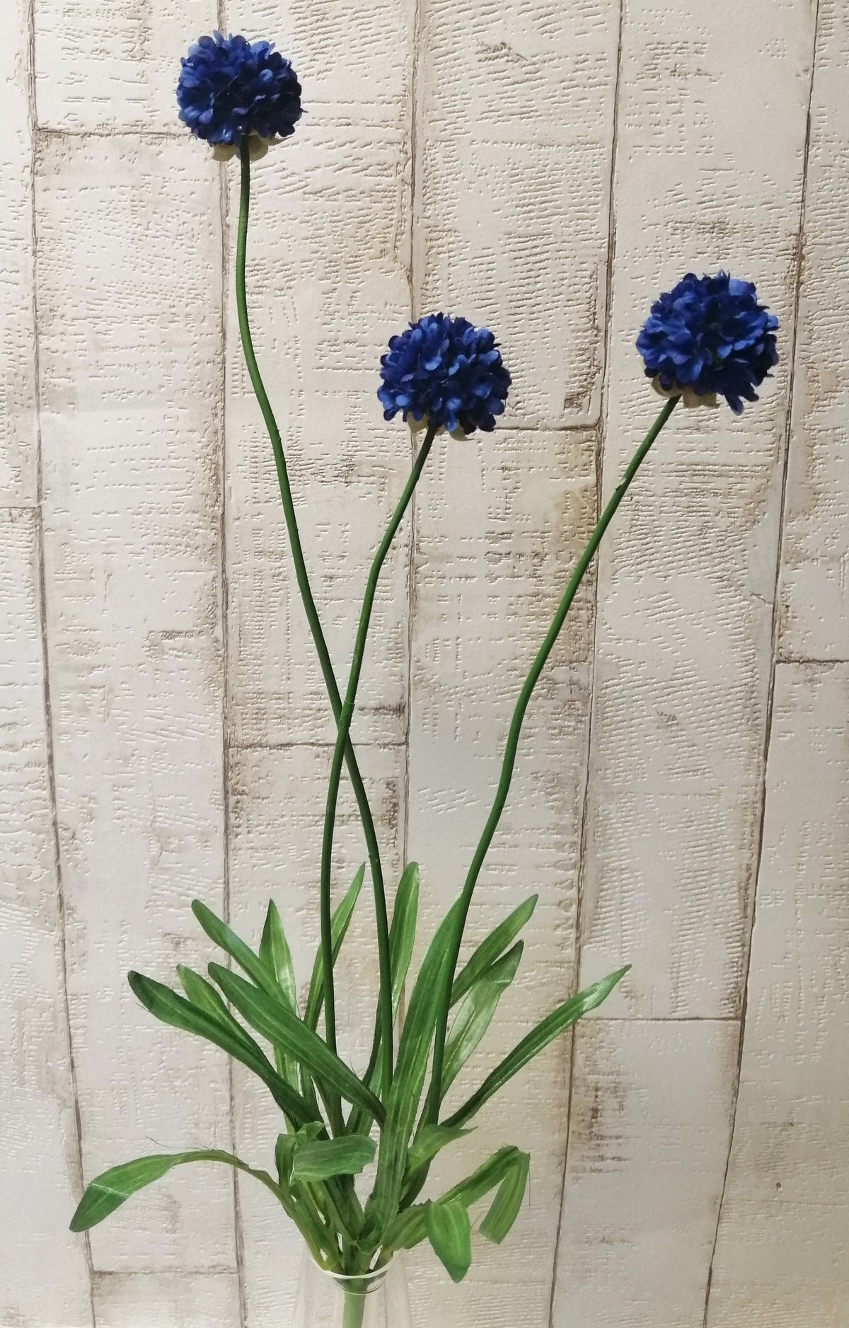 Deko-Gras, Blüten-Ball blau 3tlg 40/50cm künstlich